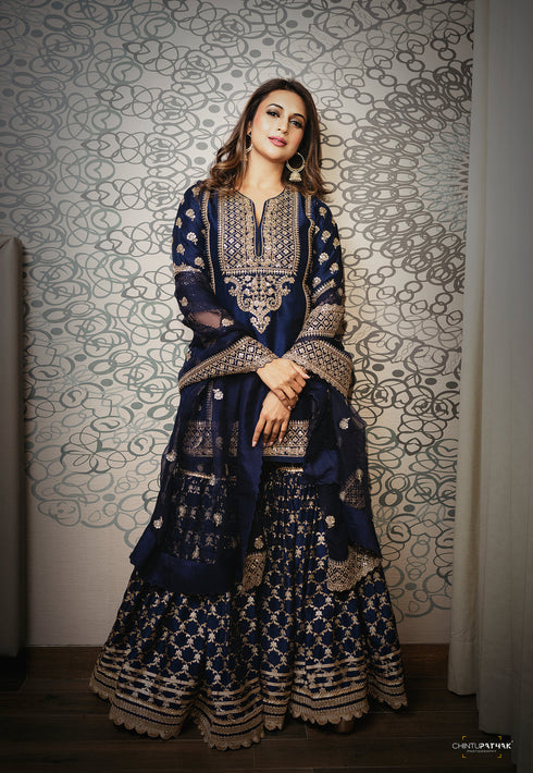 Marigold Brocade Short Garara Set